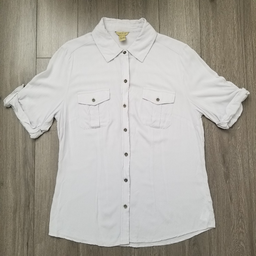 Forever 21 light grey button down blouse